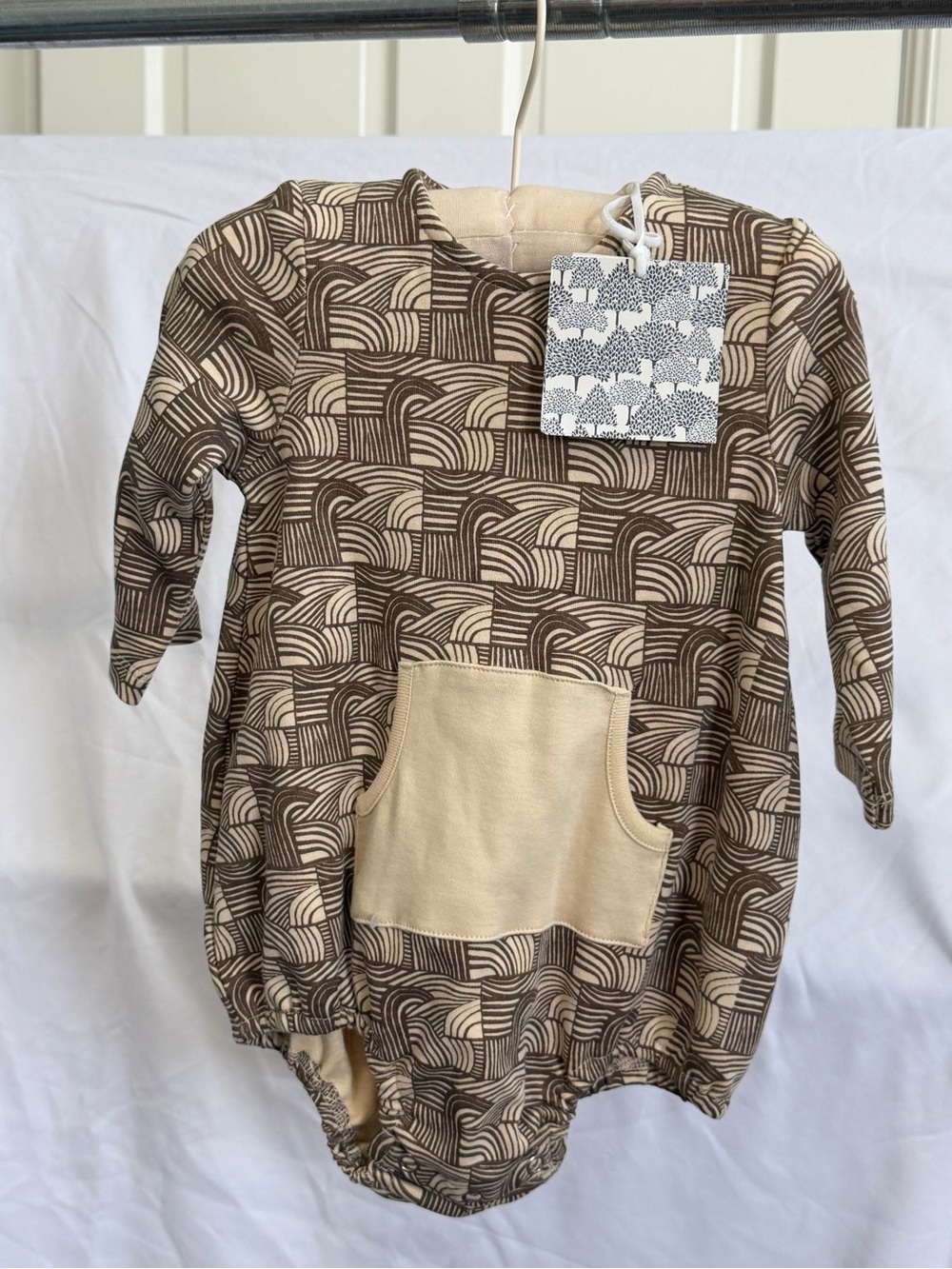 kate quinn Brown and Cream Geometric One-Piece Bodysuit